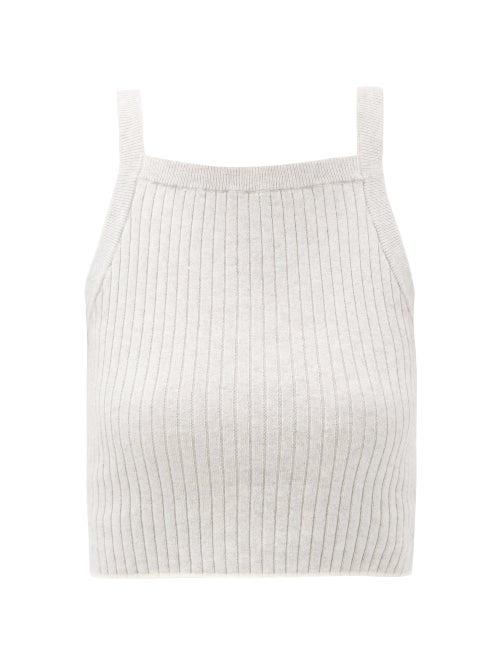 Ladies Lingerie Skin - Mariya Ribbed Cotton-blend Cropped Top - Womens - Light Grey