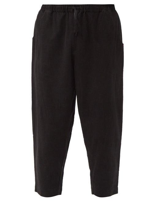 11.11 / Eleven Eleven - Wide-leg Organic-cotton Cropped Trousers - Mens - Black