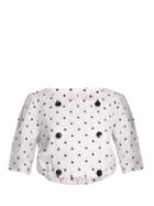 Matchesfashion.com Lisa Marie Fernandez - Diana Polka Dot Linen Cropped Top - Womens - White Multi