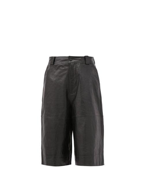 Matchesfashion.com Ganni - Leather Bermuda Shorts - Womens - Black