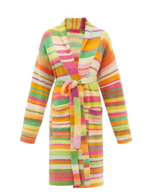 The Elder Statesman - Striped Cashmere Cardigan Robe - Womens - Green Multi