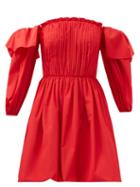 Jason Wu Collection - Off-the-shoulder Gathered-poplin Mini Dress - Womens - Red
