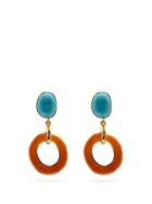 Matchesfashion.com Lizzie Fortunato - Bilbao Turquoise & Gold-plated Drop Earrings - Womens - Brown Multi