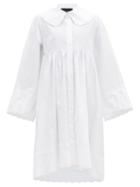 Matchesfashion.com Simone Rocha - Floral-embroidered Cotton-poplin Shirt Dress - Womens - White