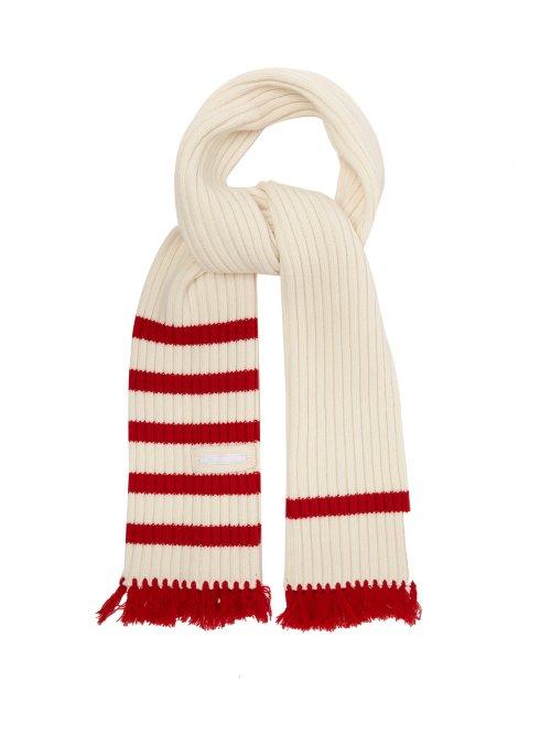 Matchesfashion.com Prada - Fringed Wool Blend Scarf - Mens - White Multi