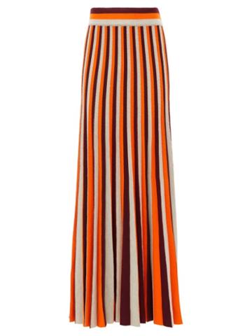 Matchesfashion.com Gabriela Hearst - Dixie Striped Wool Midi Skirt - Womens - Orange Stripe