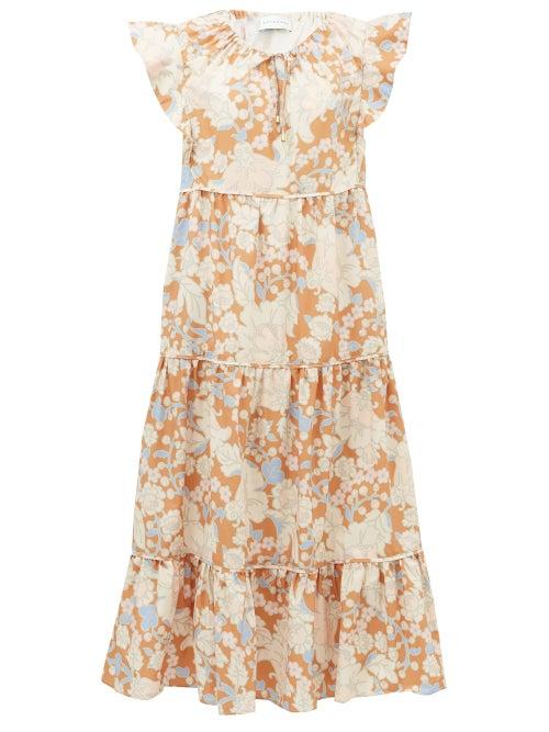 Matchesfashion.com Ephemera - Woodstock Tiered Floral-print Cotton Midi Dress - Womens - Multi