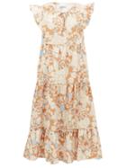 Matchesfashion.com Ephemera - Woodstock Tiered Floral-print Cotton Midi Dress - Womens - Multi