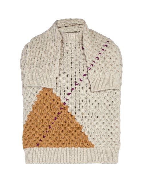 Matchesfashion.com Raf Simons - Sweater Inspired Wool Scarf - Mens - White