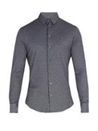 Matchesfashion.com Giorgio Armani - Single Cuff Diamond Print Cotton Shirt - Mens - Grey Multi