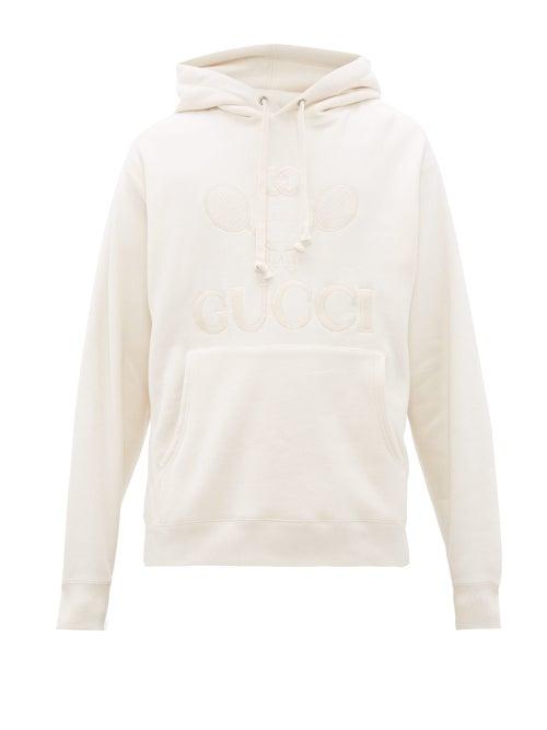 Matchesfashion.com Gucci - Tennis Embroidered Cotton Hooded Sweatshirt - Mens - White