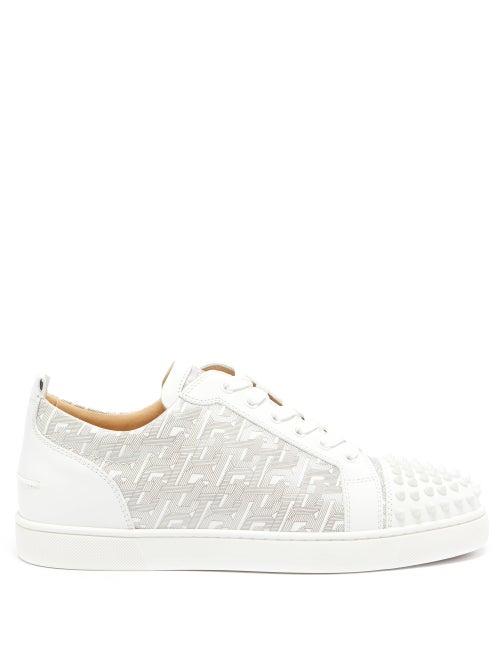 Matchesfashion.com Christian Louboutin - Louis Junior Spike Monogram Leather Trainers - Mens - White