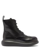 Matchesfashion.com Alexander Mcqueen - Chunky-sole Leather Brogue Boots - Mens - Black