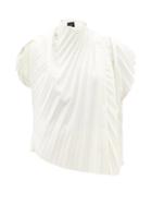 A.w.a.k.e. Mode - Asymmetric Pleated-crepe Top - Womens - Ivory