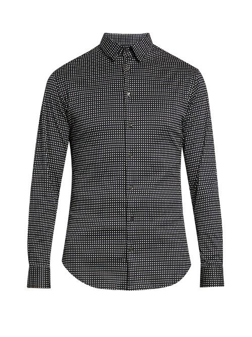 Giorgio Armani Micro-diamond Print Cotton-jersey Shirt