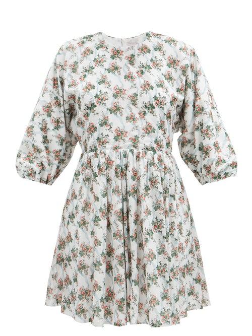 Matchesfashion.com Emilia Wickstead - Molly Floral-print Cotton-poplin Dress - Womens - White Multi