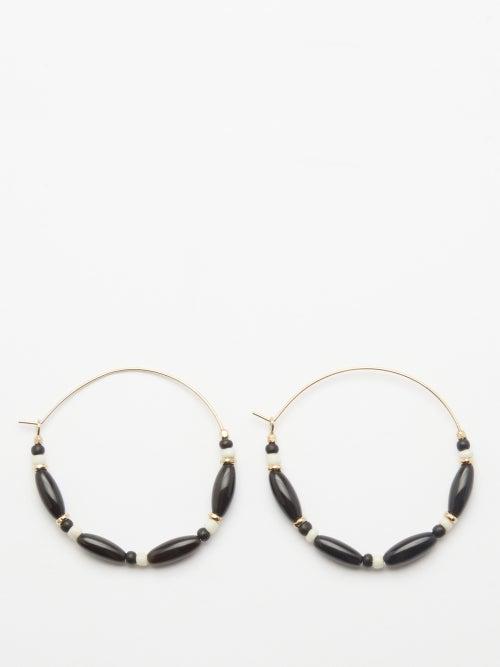 Isabel Marant - Beaded Hoop Earrings - Womens - Black Gold