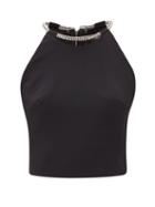 Matchesfashion.com David Koma - Crystal-embellished Halterneck Crepe Top - Womens - Black