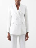 Another Tomorrow - Double-breasted Tailored Wool Blazer - Womens - White