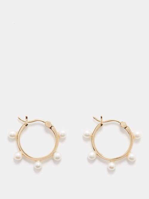 Mateo - Pearl Dot 14kt Gold Hoop Earrings - Womens - Pearl