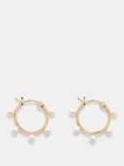 Mateo - Pearl Dot 14kt Gold Hoop Earrings - Womens - Pearl