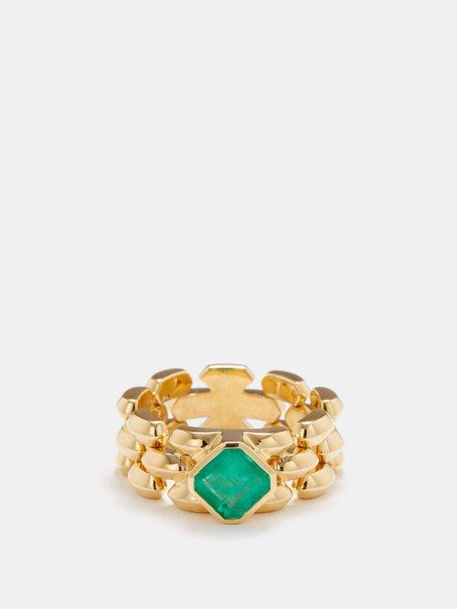 Lizzie Mandler - Cleo Emerald & 18kt Gold Ring - Womens - Green Gold