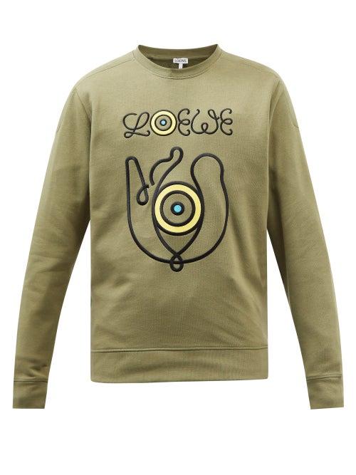 Eye/loewe/nature - Logo-embroidered Cotton-blend Sweatshirt - Mens - Green