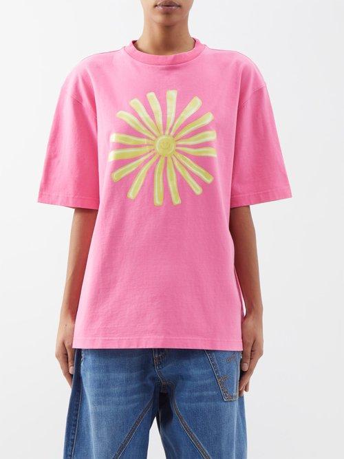 Jacquemus - Oversized Soleil-print Cotton-jersey T-shirt - Womens - Pink Print