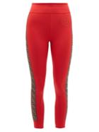 Matchesfashion.com Fendi - Fendi Rama Logo Stripe Leggings - Womens - Red