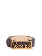 Matchesfashion.com Versace - Logo Leather Belt - Mens - Purple