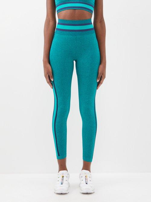 The Upside - Seamless Marle-jersey Leggings - Womens - Blue Multi