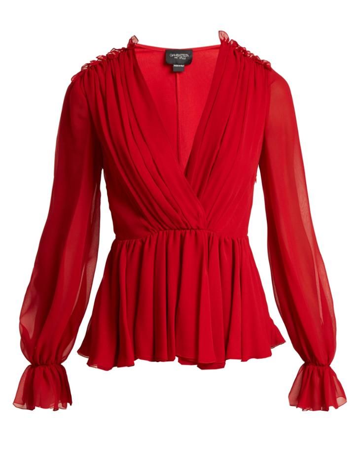Giambattista Valli Gathered Silk-chiffon Blouse