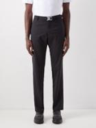 1017 Alyx 9sm - Buckled Wool-blend Grain De Poudre Trousers - Mens - Black