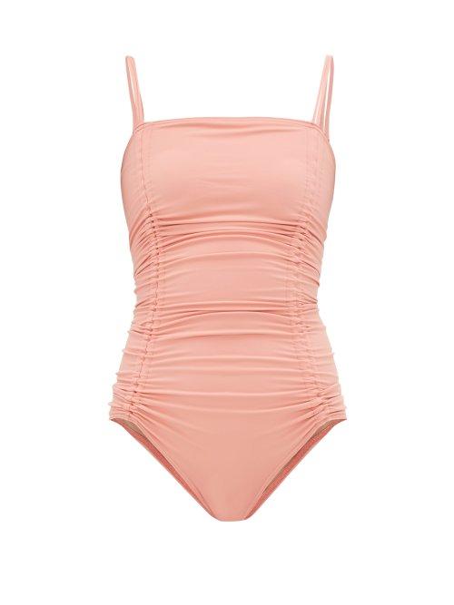 Matchesfashion.com Three Graces London - Helena Ruched Jersey Swimsuit - Womens - Pink