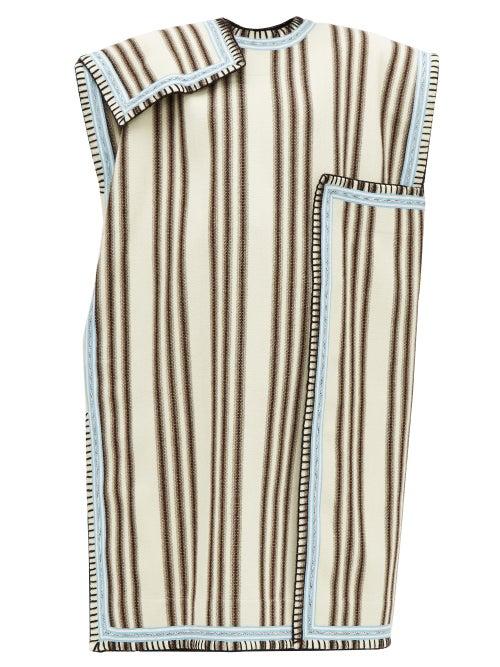 Matchesfashion.com Jil Sander - Knitted Stripe Poncho - Womens - Cream Multi