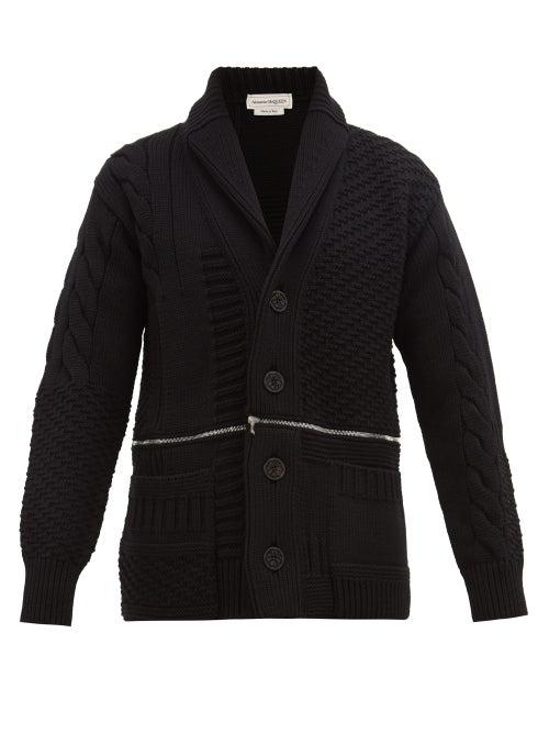 Matchesfashion.com Alexander Mcqueen - Double Zip Rib-knitted Wool Cardigan - Mens - Black Red