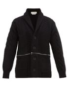 Matchesfashion.com Alexander Mcqueen - Double Zip Rib-knitted Wool Cardigan - Mens - Black Red