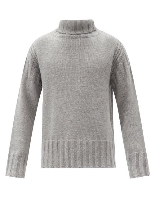 Matchesfashion.com Jil Sander - Roll-neck Ribbed-edge Cashmere Sweater - Mens - Grey