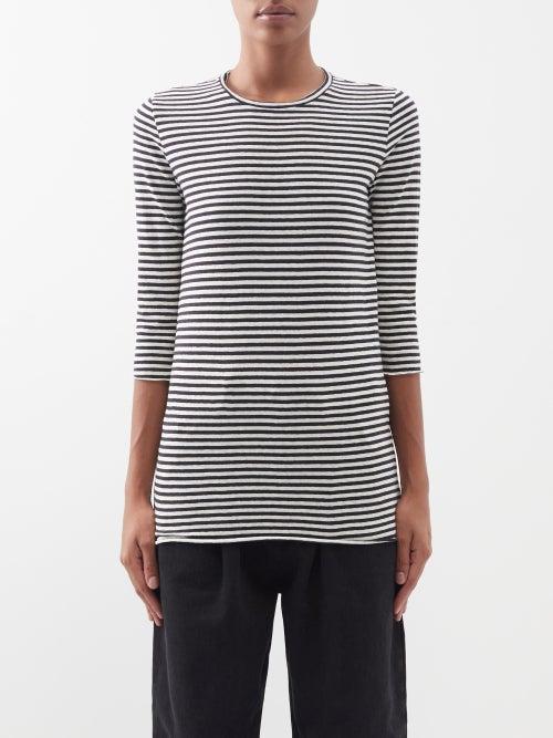 Raey - Half-sleeve Recycled Cotton-blend Jersey T-shirt - Womens - Navy Stripe