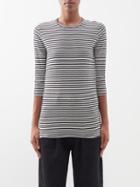 Raey - Half-sleeve Recycled Cotton-blend Jersey T-shirt - Womens - Navy Stripe