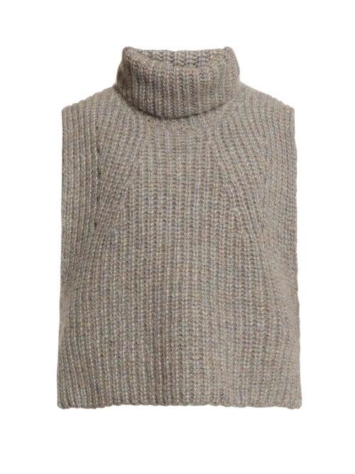 Matchesfashion.com Isabel Marant Toile - Megan Sleeveless Roll Neck Top - Womens - Grey