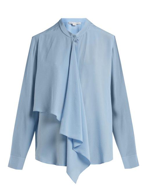 Matchesfashion.com Stella Mccartney - Draped Panel Blouse - Womens - Light Blue