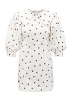 Matchesfashion.com Ganni - Sailor-collar Polka-dot Cotton Dress - Womens - White Multi