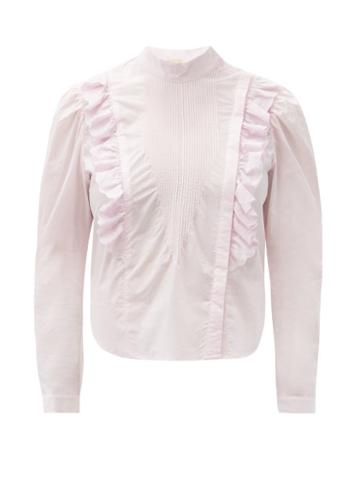 Matchesfashion.com Mes Demoiselles - Schiaparelli Ruffled Cotton-poplin Blouse - Womens - Light Pink