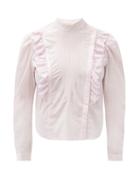 Matchesfashion.com Mes Demoiselles - Schiaparelli Ruffled Cotton-poplin Blouse - Womens - Light Pink