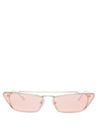 Matchesfashion.com Prada Eyewear - Ultravox Rectangular Frame Metal Sunglasses - Womens - Light Pink