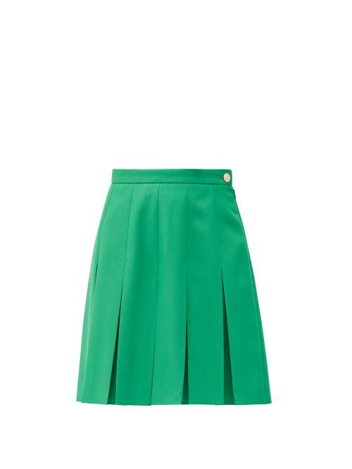 Matchesfashion.com Gucci - Pleated Twill Skirt - Womens - Green
