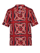 Matchesfashion.com Valentino - Bandana Print Bowling Shirt - Mens - Red Multi