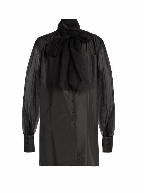 Mafalda Von Hessen Tulle-panel Silk-taffeta Blouse