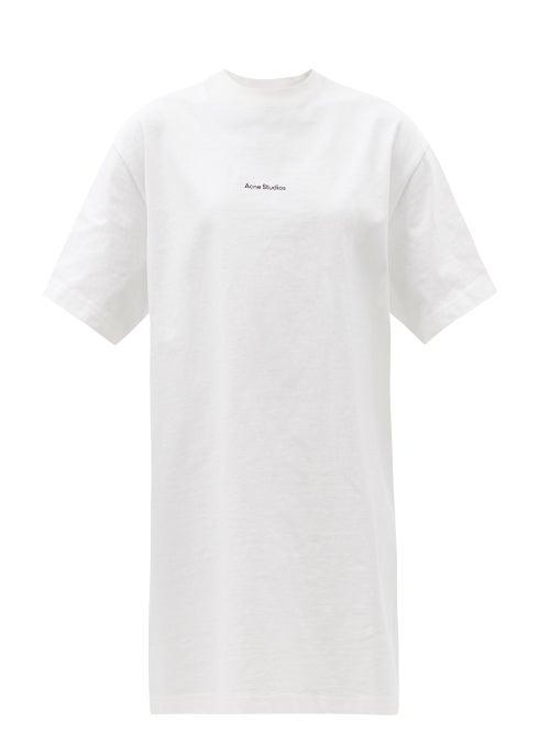 Matchesfashion.com Acne Studios - Erin Logo-print Cotton-jersey T-shirt Dress - Womens - White